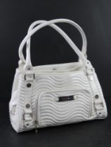 A white leather Jasper Conran handbag approx 34cm wide.