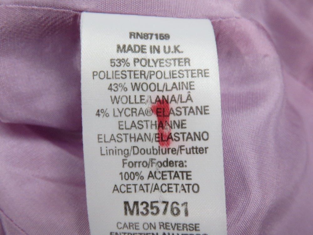 A 43% wool lilac ladies skirt suit by Next, skirt and jacket both size 8. - Image 5 of 5