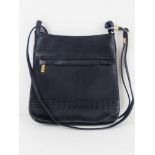 A navy blue leather handbag by Anna & Robert, Spanish made, approx 22cm wide.