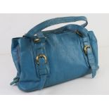 Tommy & Kate; blue leather handbag, some scuffs noted to corners, 33cm wide.
