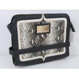 A clutch bag by Lipsy in black with 'python skin' detail 26 x 21cm.