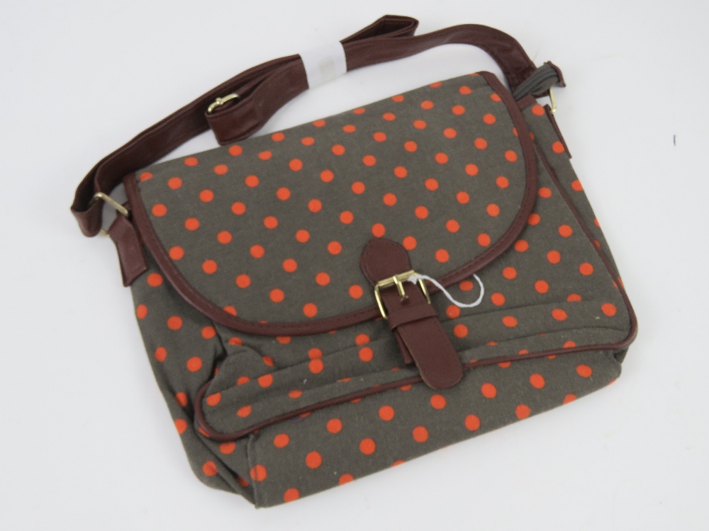 A orange polka dot fabric handbag 'as new' 27 x 24cm. - Image 4 of 6