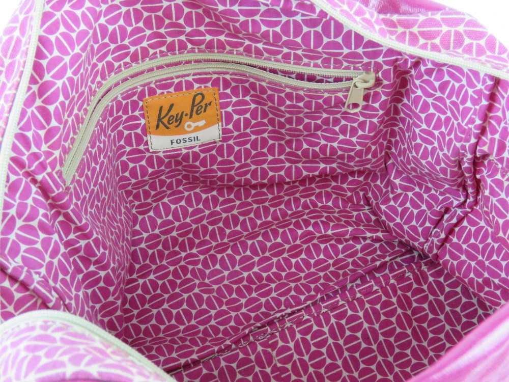 A hot pink 'Key-Per' overnight bag by Fossil approx 42cm wide. - Image 5 of 5