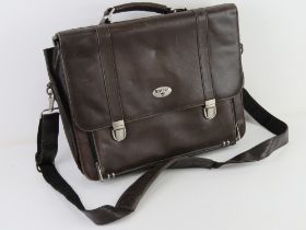 A brown leather satchel/laptop bag by Antler, approx 39cm wide.