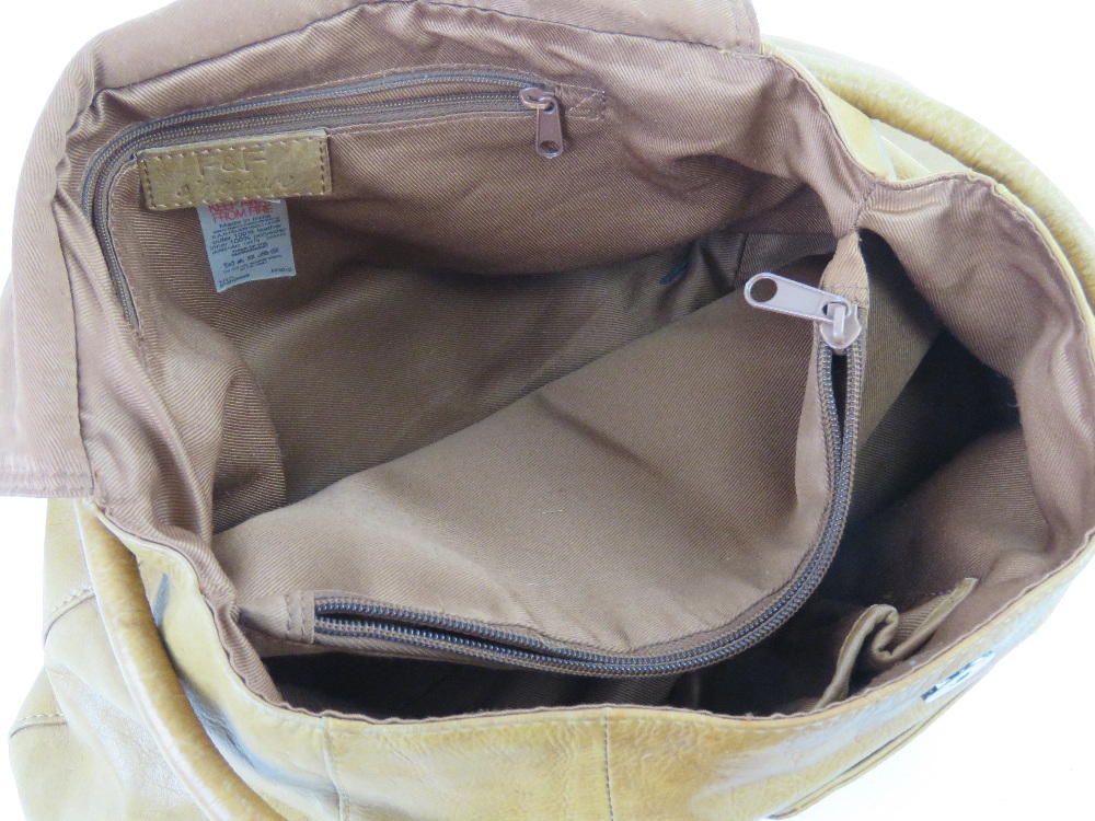 A sand coloured leather handbag by F&F Signature, approx 34cm wide. - Image 4 of 4