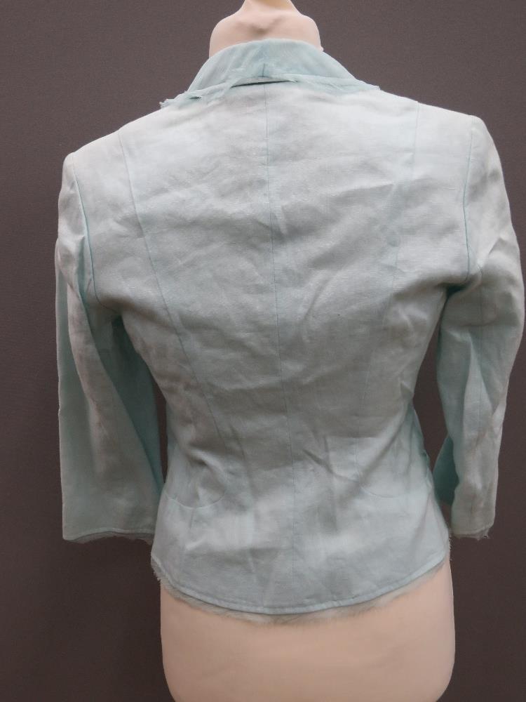 A 100% linen ladies jacket by Monsoon size 8 in aqua green, approx measurements; chest approx 34", - Image 2 of 4