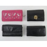 Three leather purses inc vintage Laura Ashley, Suzy Smith and Marla. And another.