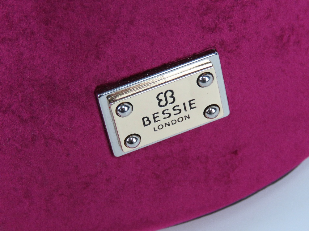A fushia velvet handbag by Bessie London, having original tags upon, no shoulder strap. - Image 2 of 4