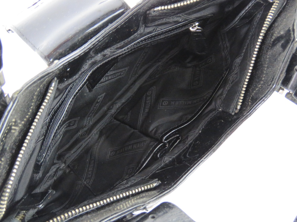 Karen Millen; faux zebra skin and black patent handbag approx 40cm wide. - Image 4 of 4