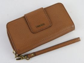 A brown leather purse/wallet by Fossil, approx 17cm wide.
