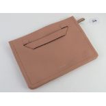 Karen Millen; blush pink leather clutch bag approx 30cm wide.