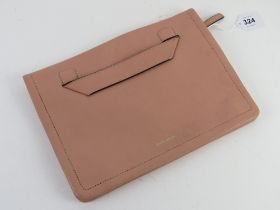 Karen Millen; blush pink leather clutch bag approx 30cm wide.