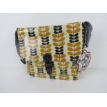 A leaf patterned handbag in yellow 'as new', approx 30 x 26cm.