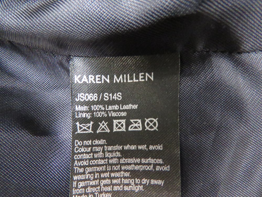 Karen Millen navy blue and white leather jacket size 10 approx measurements; 34" chest, 20. - Image 4 of 4