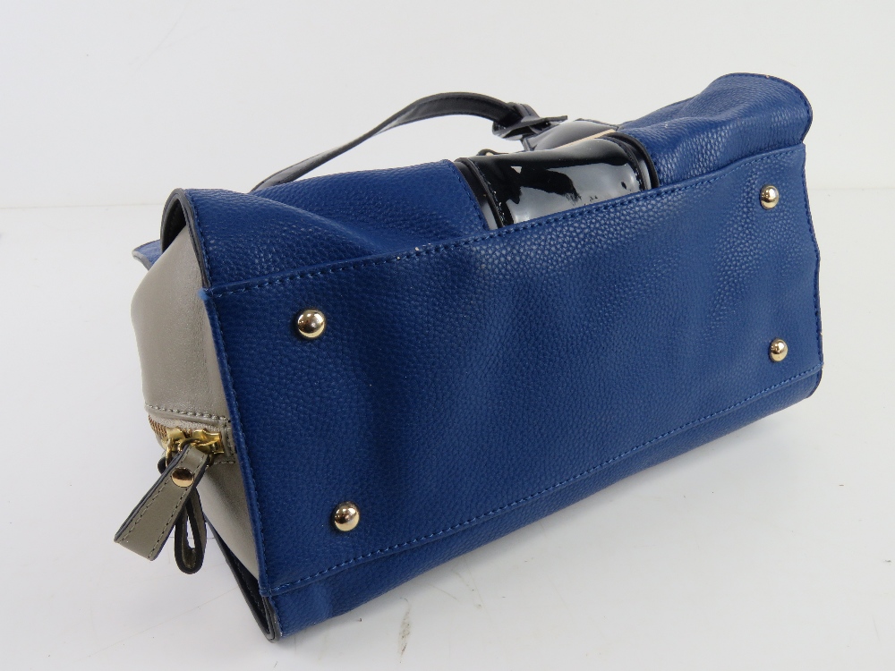 A blue and grey leather handbag by Clarks approx 31cm wide. - Image 4 of 4