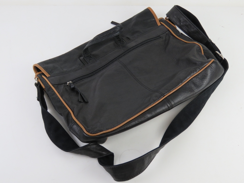 A black leather satchel type bag by Clarks approx 39cm wide. - Image 5 of 5