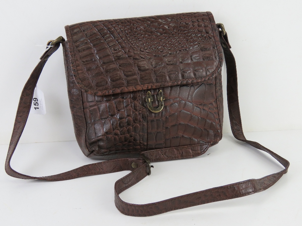 A brown leather faux crocodile skin handbag by Joanna Hall, approx 22.5cm wide.