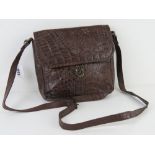 A brown leather faux crocodile skin handbag by Joanna Hall, approx 22.5cm wide.