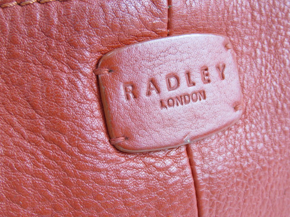 Radley; a red leather handbag, wear noted to corners, approx 35cm wide. - Image 3 of 4