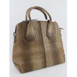A faux reptile leather handbag approx 35cm wide.