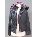 SuperDry; The Windbomber, in black with pink lining, size medium.