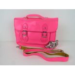 A Neon pink satchel type handbag 'as new', approx 33 x 23cm.