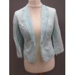A 100% linen ladies jacket by Monsoon size 8 in aqua green, approx measurements; chest approx 34",