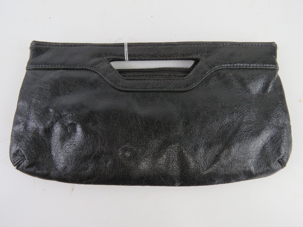 A black leather clutch bag approx 30cm wide. - Image 2 of 3