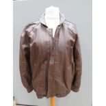 A vintage brown leather men's bomber jacket, approx measurements; 46" chest, 29" length to back, 18.