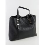 A black soft tote bag approx 34cm wide.