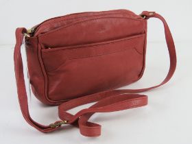A red leather shoulder bag by Rowallan 'Handmade Fine Leather' approx 22cm wide.