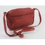 A red leather shoulder bag by Rowallan 'Handmade Fine Leather' approx 22cm wide.