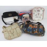 A quantity of assorted bags inc Cath Kidson fairy themed lunch bag, Clarks cream leather bag,