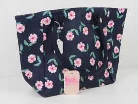 An 'as new' navy floral tote bag by Nicole Brown 30 x 30cm.