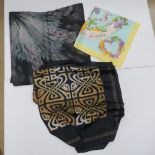 A vintage Biba scarf together with a Moschino 100% silk scarf and another 100% silk scarf bearing