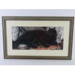 Black cat print 'Ophelia by Sheila Tilmouth' Sight size 55.