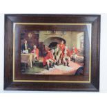 Print; 'The Trail of the Fox' from a painting by Mohlte, in oak frame, sight size 50 x 34cm,