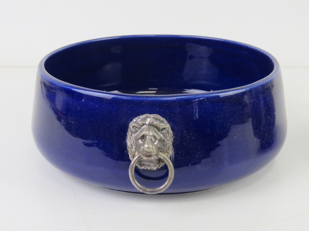 Two blue Wade Falstaff bowls, the larger having lion head handles and measuring 21cm diameter. - Image 2 of 3
