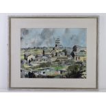 Watercolour; industrial scene 'Geevor Tin Mine Trewellard near St Justin Cornwall' by Brian Short,