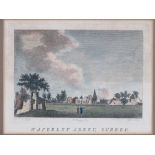 Coloured steel engraving of Waverley Abbey Surrey. Dated April 6th 1776. 16.5 x 12.