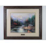 A library edition print 'End of Perfect Day II' by Thomas Kinkade, sight size 49 x 39cm.
