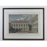 A coloured steel engraving of the New library at Oriel Collage Harris / Taylor within Hogarth frame,