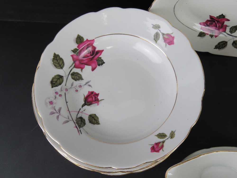 A white ground dinner service decorated with purple roses inc lidded tureen, serving plate, - Image 2 of 3