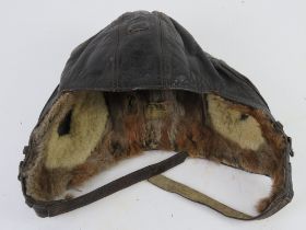 A WWII German Pilots cap, having leather