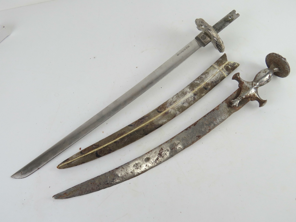 An Antique Indian sword with scabbard to - Image 2 of 4