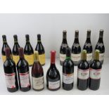 Cotes Du Rhone; Four bottles of red wine. Together with eleven other assorted bottles of red wine.