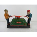 A Japanese, Kyodo, tin-plate 'Tom and Dick' rail road handcar, circa 1950's,