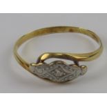 A vintage diamond illusion set platinum ring, the band being yellow metal and marked (worn)? & Plat,