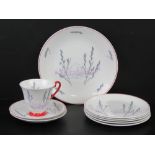 A village vista pattern trio (cup, saucer, side plate) together with sandwich plate and additional