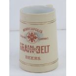 Breweriana; a Minneapolis Brewing Co Grain Belt Golden Beers Tankard made by Thuemler MFG.Co